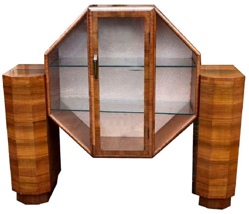 art deco walnut display cabinet circa 1930