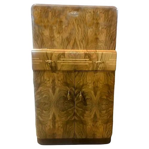 art deco figured walnut cocktail cabinet 1930