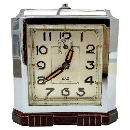 art deco french chrome bakelite clock by jaz c1930