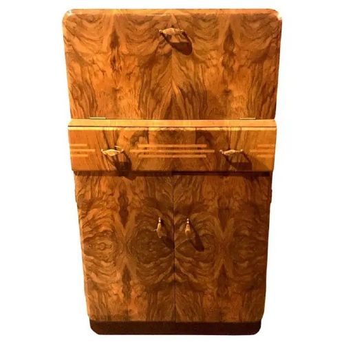 art deco figured walnut cocktail cabinet 1930