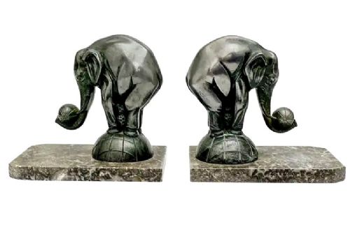 art deco pair of elephant bookends french c1930