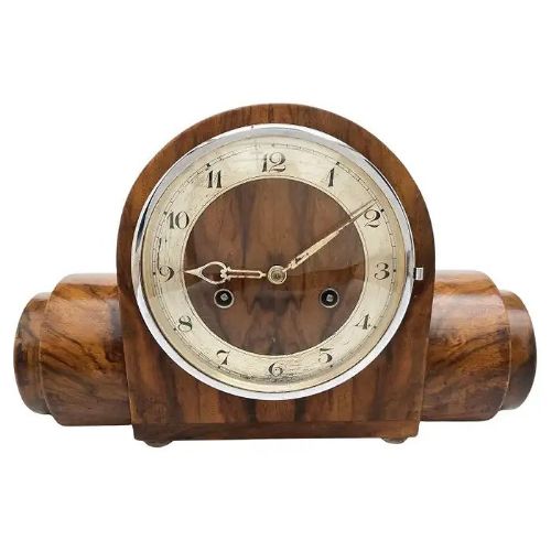 art deco unusual 8 day striking walnut mantle clock english c1930