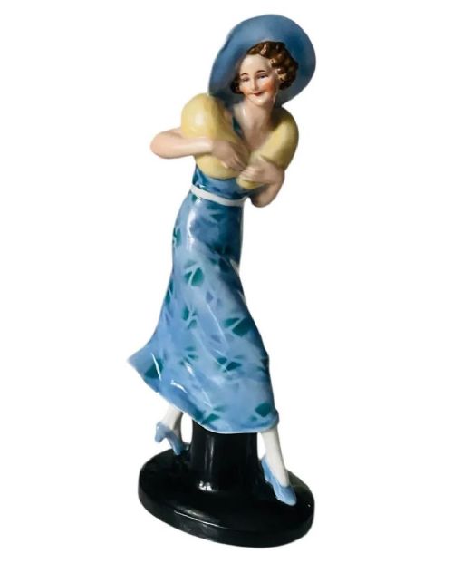 art deco beautiful flapper girl figurine by wagner apel c1935