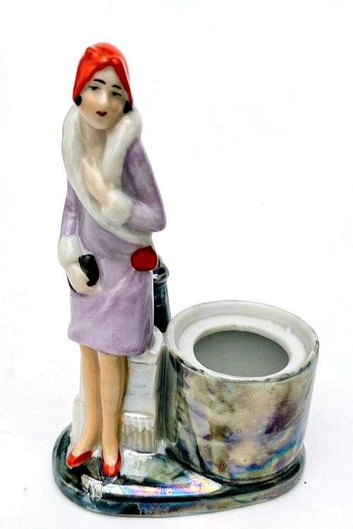 art deco beautiful flapper girl figurine powder box french c1935