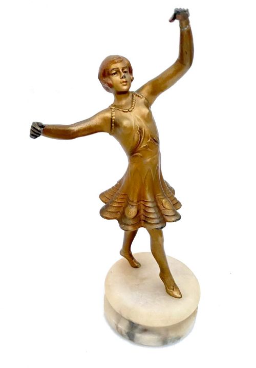 art deco dancer spelter figure c1930