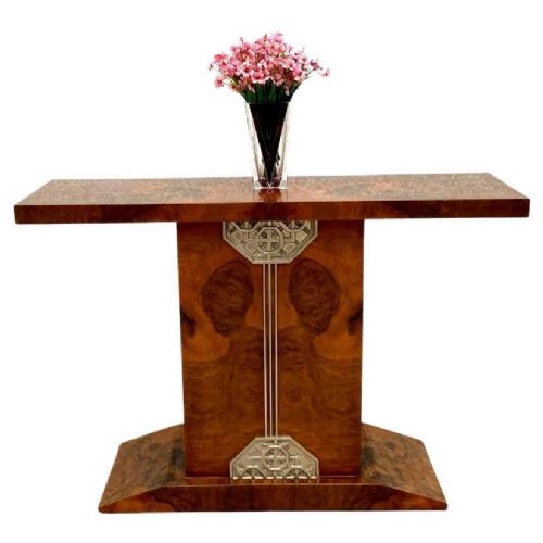 art deco high end walnut consoleside table french c1930