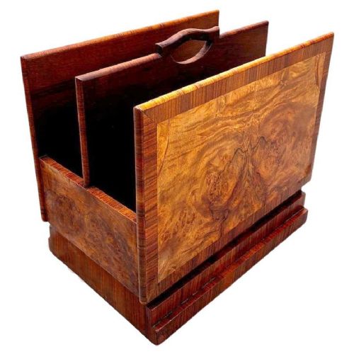 art deco original walnut double sided magazine rack england c1930