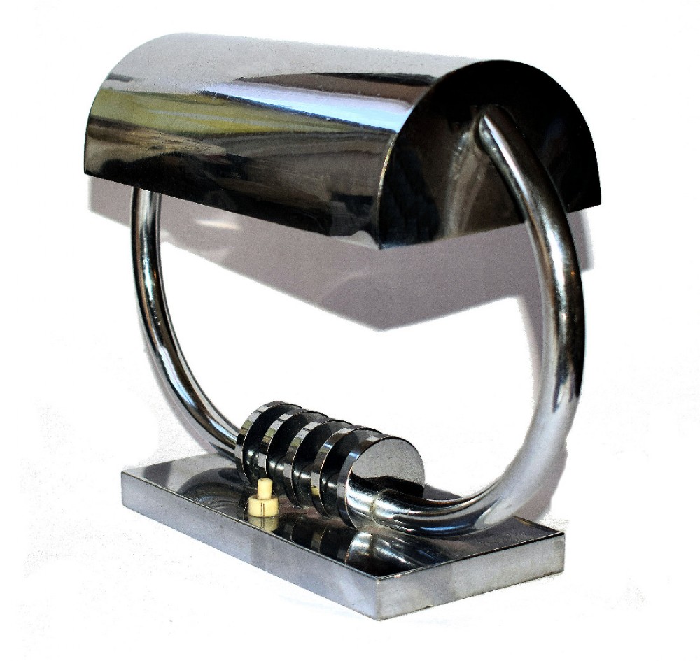 art deco modernist machine age chrome desk lamp circa 1930