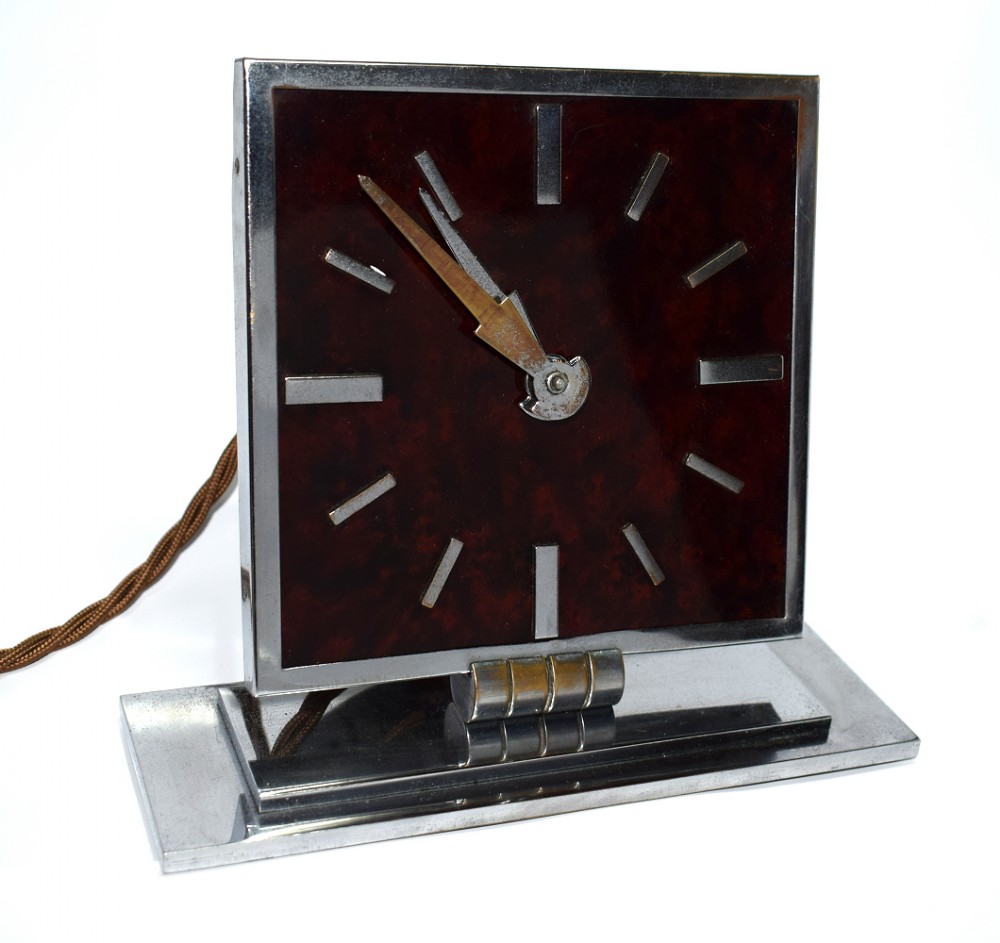 art deco modernist 1930's chrome and bakelite clock