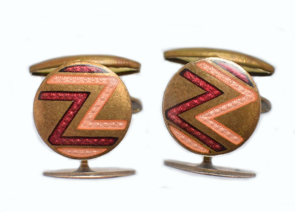 art deco mens enamel cufflinks