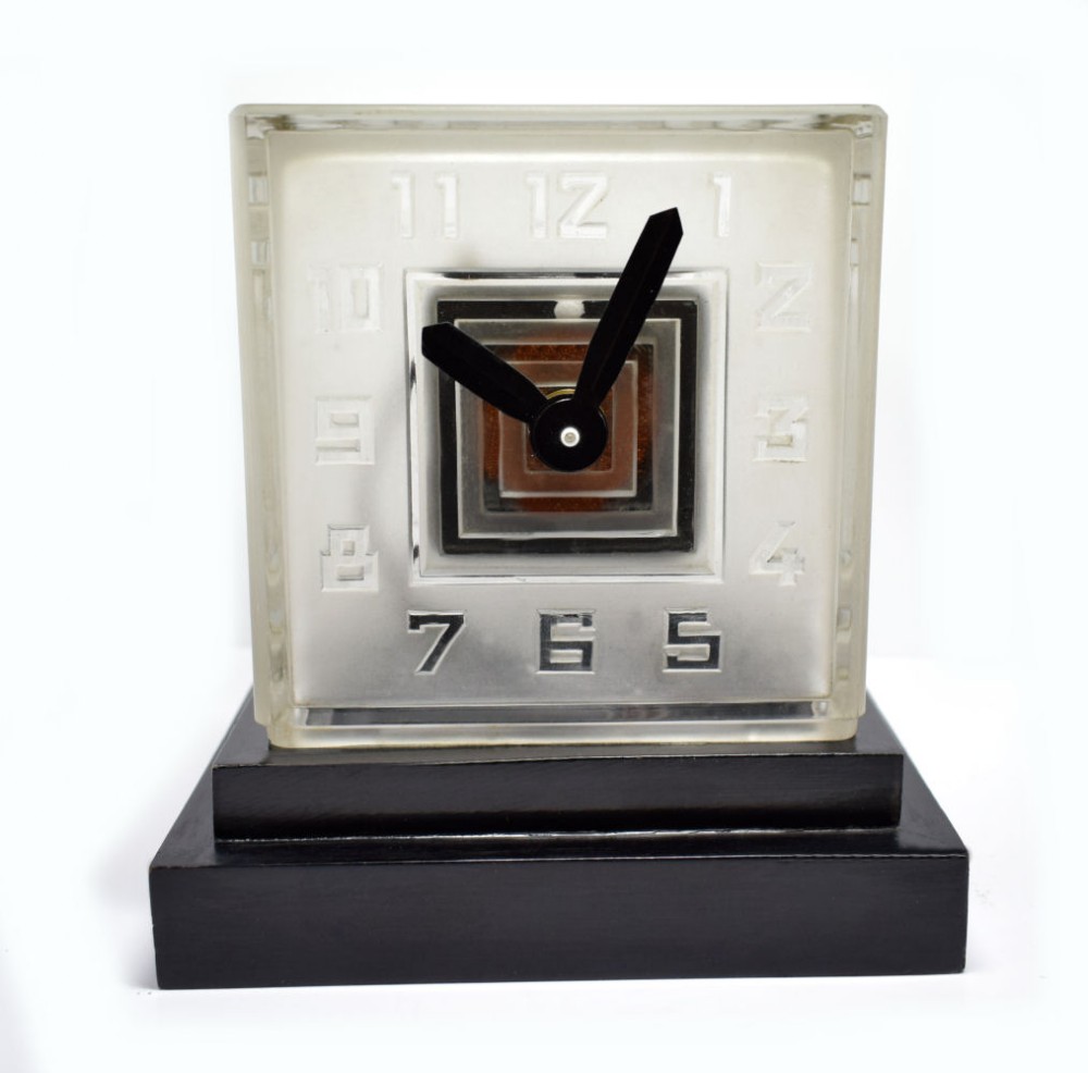 rare art deco bulle glass clock signed pmfavre 1930s
