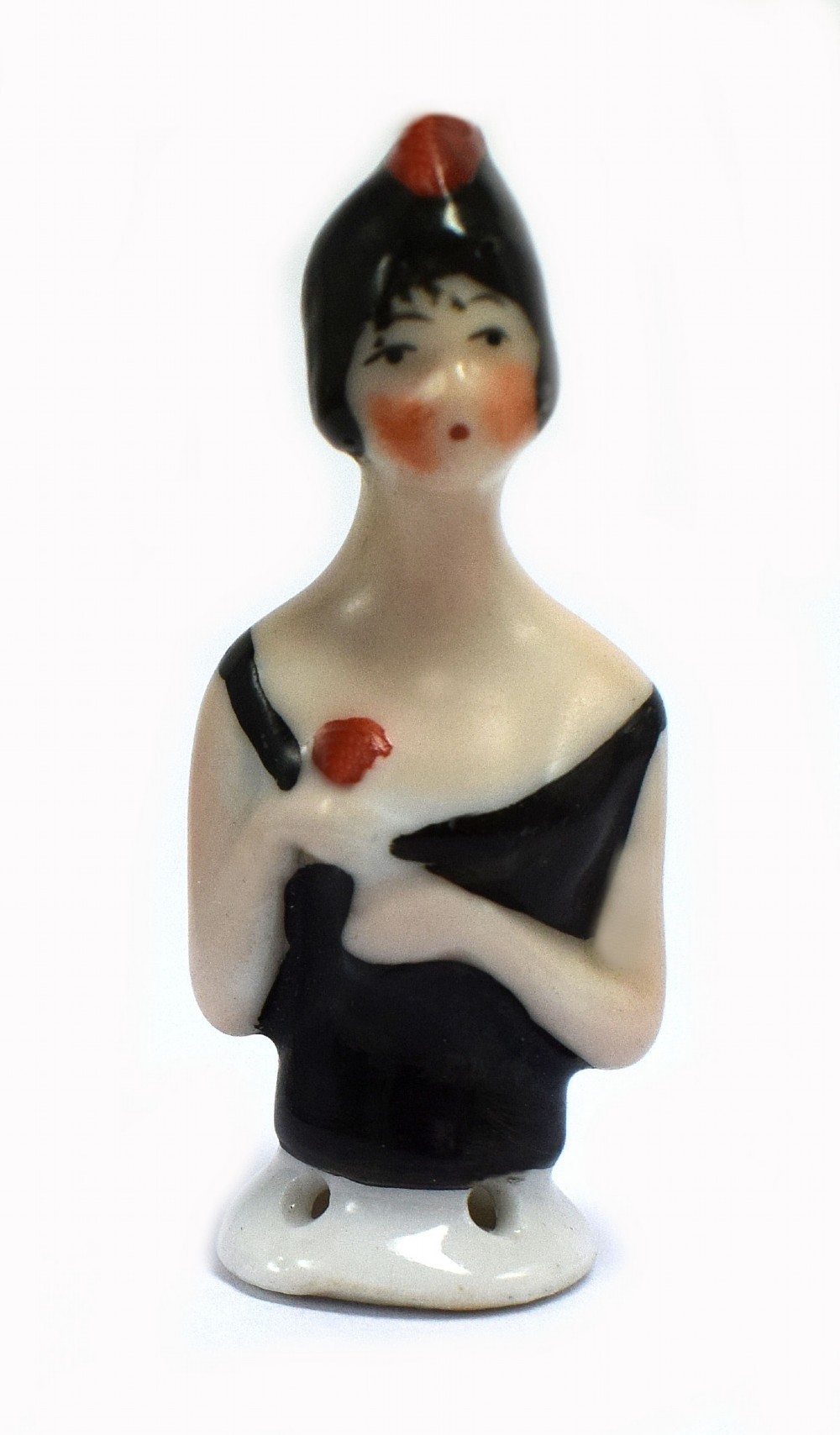 miniature 1930's art deco flapper half cushion doll