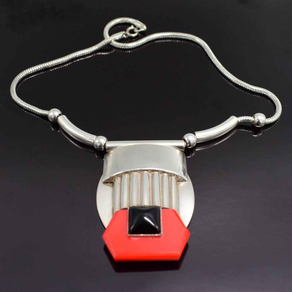 art deco modernist galalith necklace