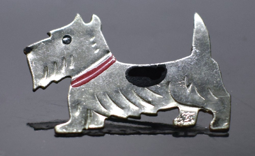 art deco chrome scottie dog brooch