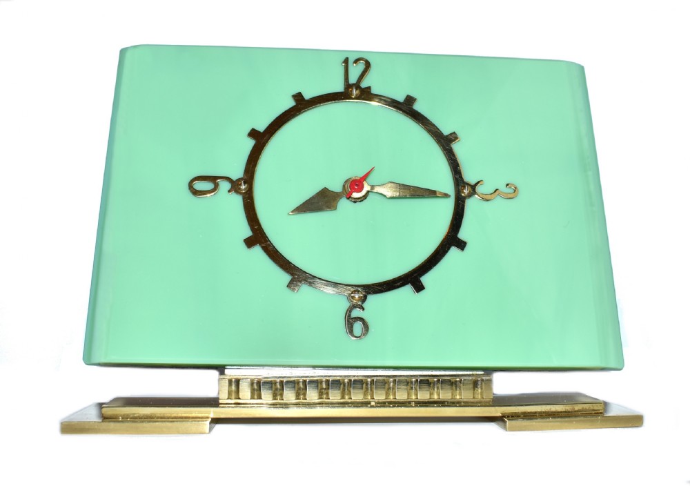 art deco vitrolite mantle clock circa 1930's