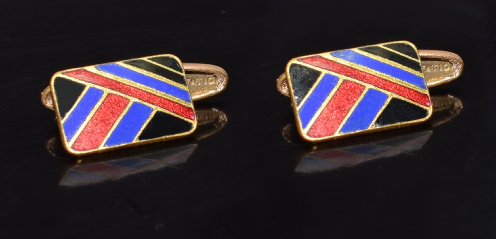 art deco gents english enamel cufflinks c1930