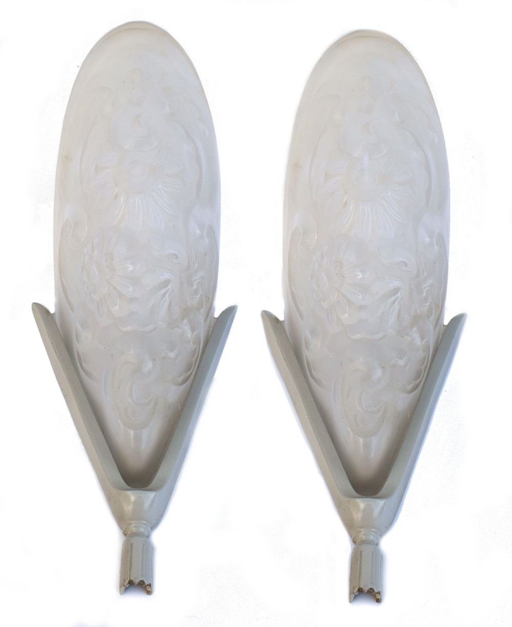 1930's french art deco matching pair of wall lights