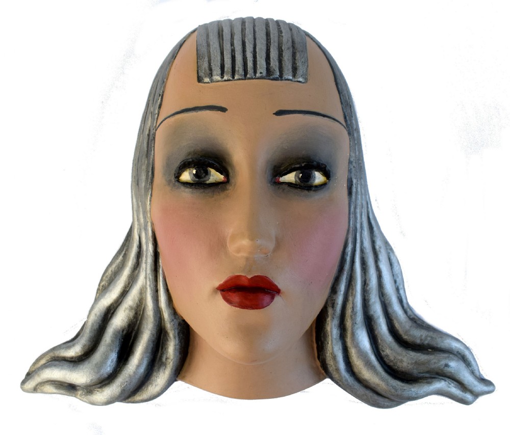 art deco female wall mask plaque