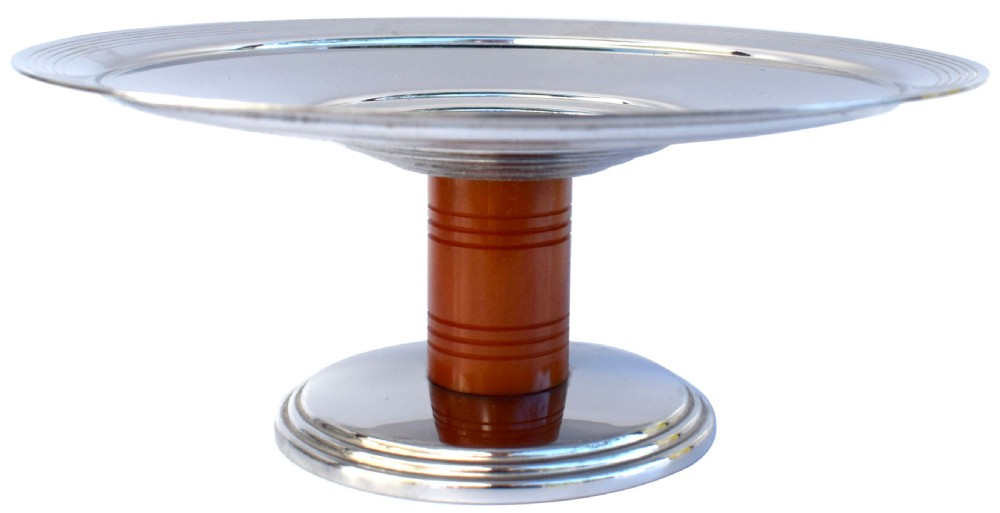 art deco chrome bakelite comport c1930