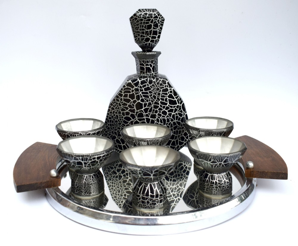 art deco decanter set by mosey czech c1930