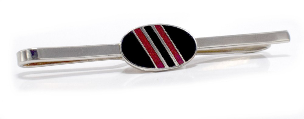 art deco chrome enamel gents tie pin c1930's