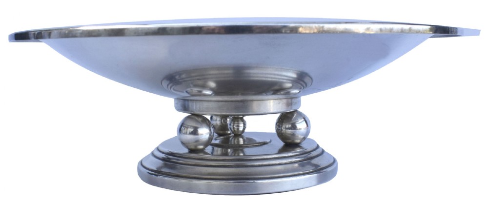 art deco modernist large french chrome comport c1930