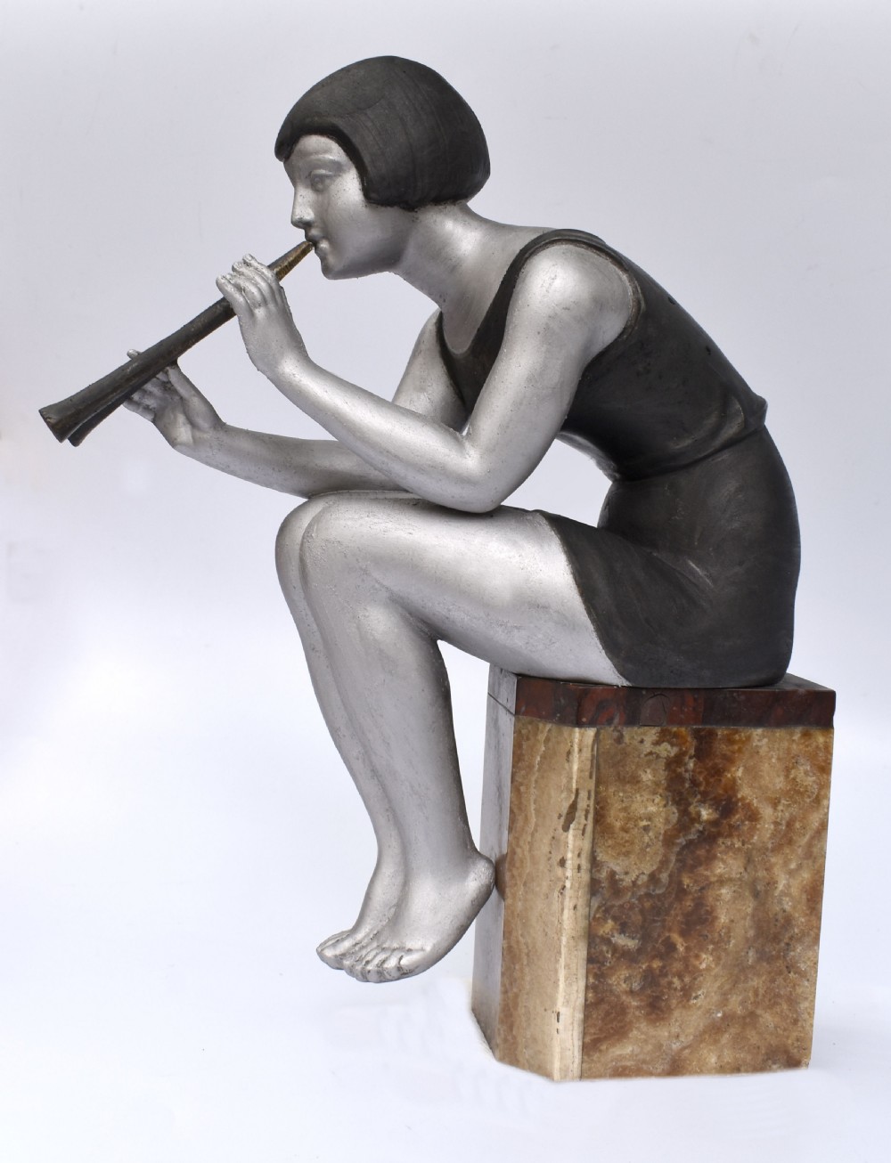 art deco large spelter figure french c1930