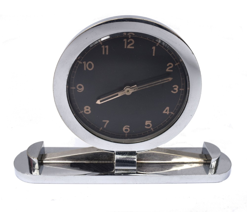 art deco modernist chrome desk clock c1930