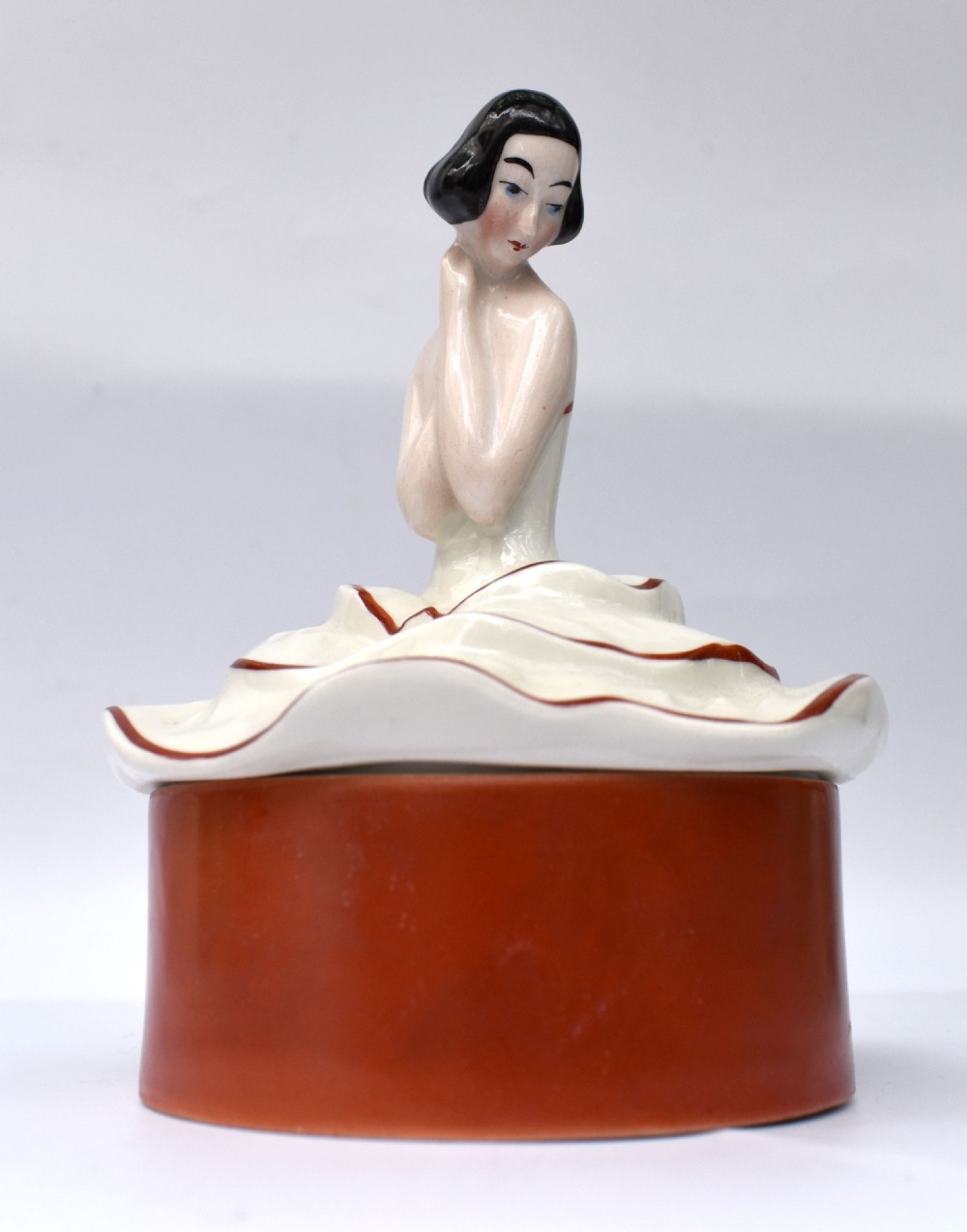 art deco half doll powder bowl c1930's