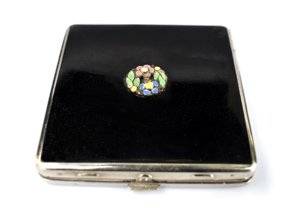 art deco enamel ladies powder compact dubarry c1930