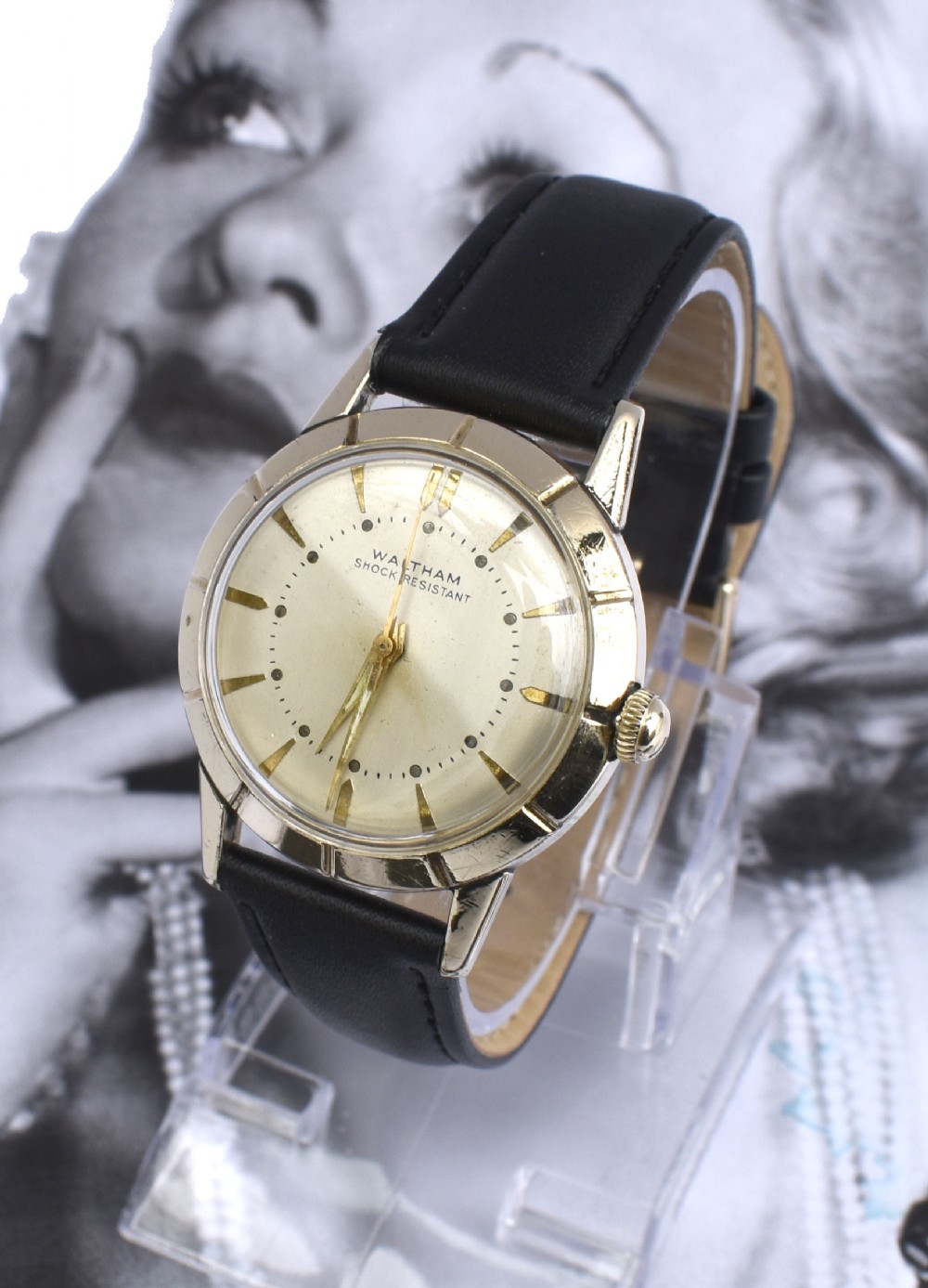art deco gents waltham 10k gold plated wrist watch newly serviced c1940's