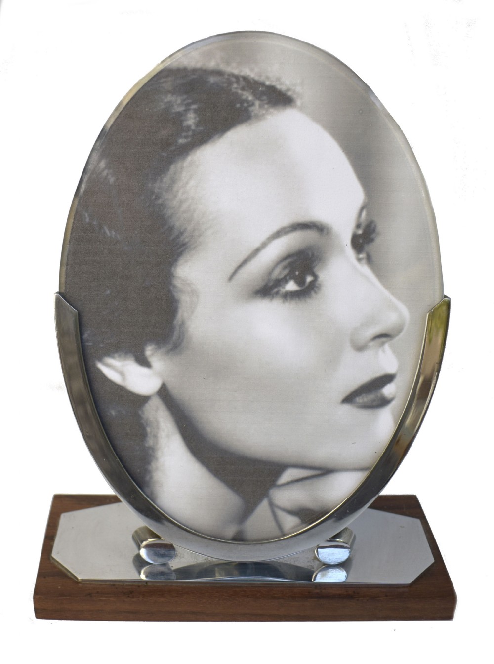 art deco oval chrome picture frame france c1930's