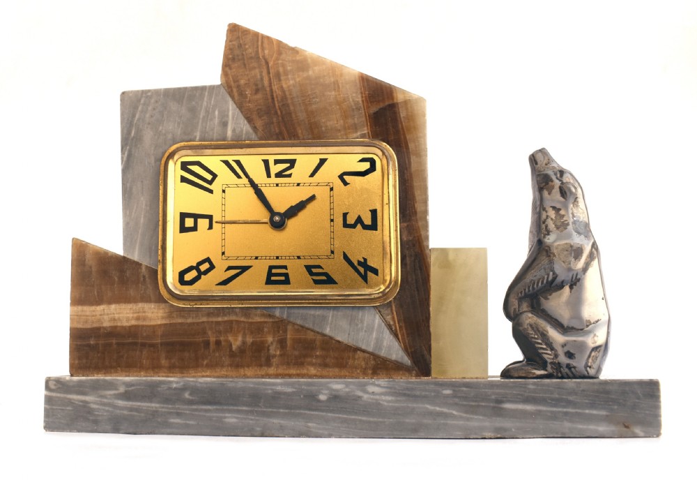 art deco figural table clock french c1930