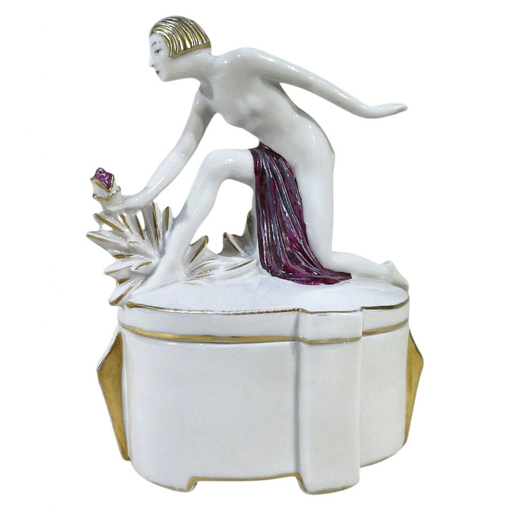 art deco 1930's french flapper girl powder box
