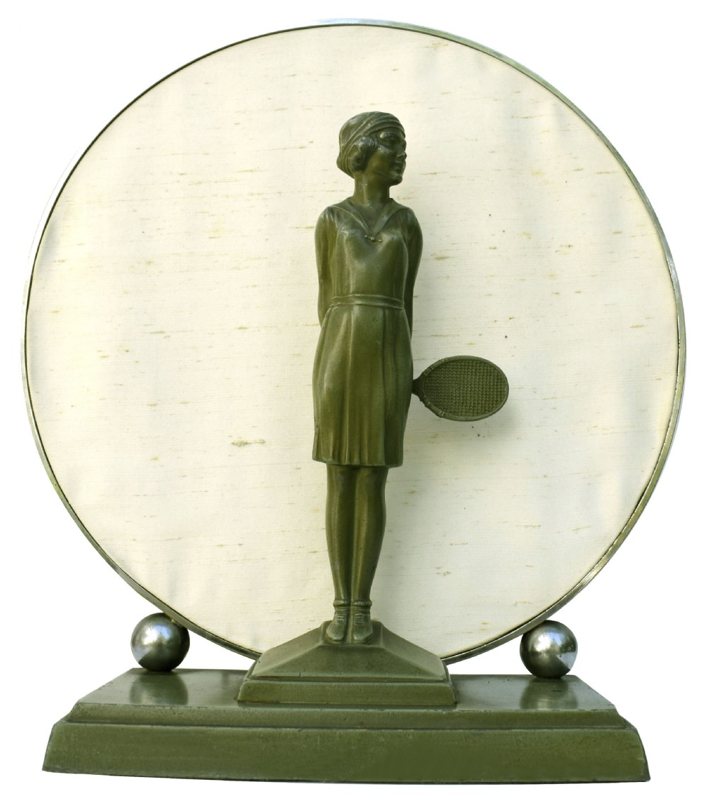 art deco original large table lamp ' the tennis player' c1930