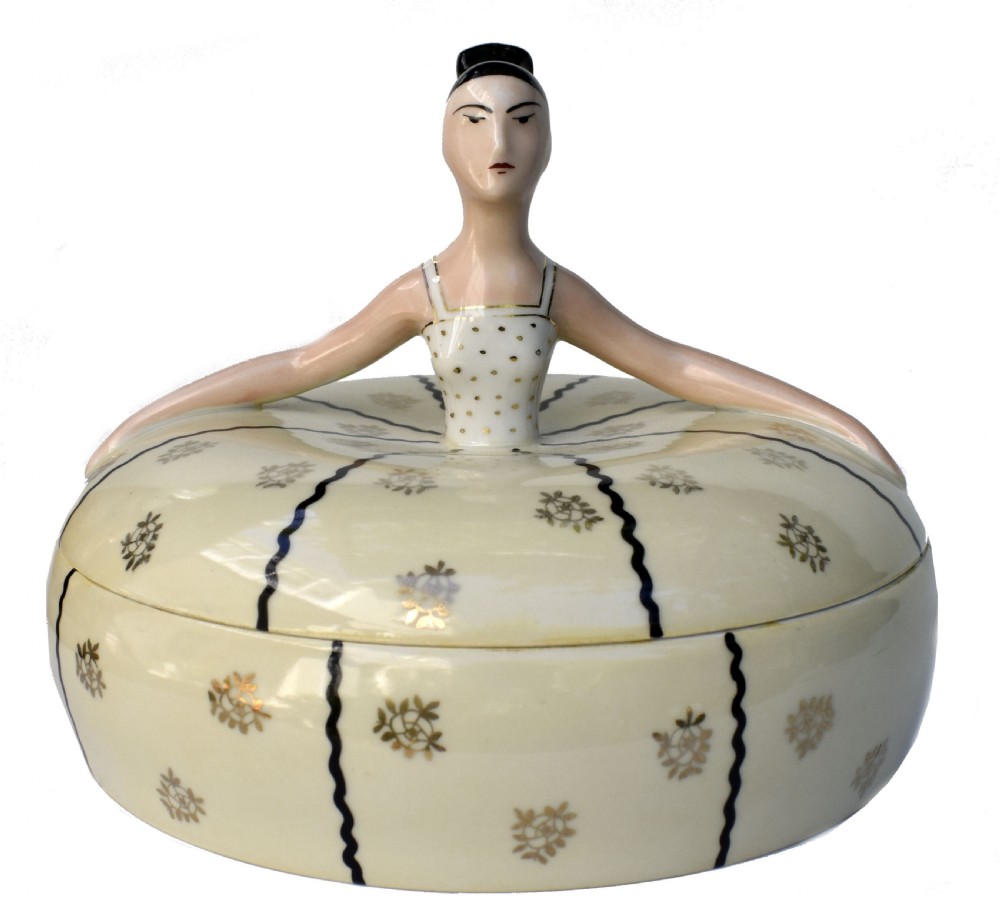 art deco ceramic powder bowl by limoges france c1930