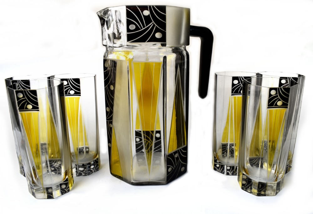 art deco czech glass drinks set c1930