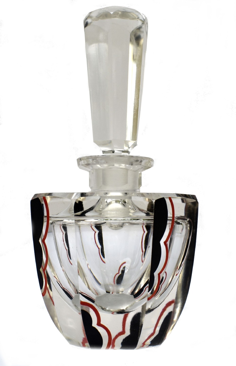 art deco cut glass enamel perfume bottle c1930