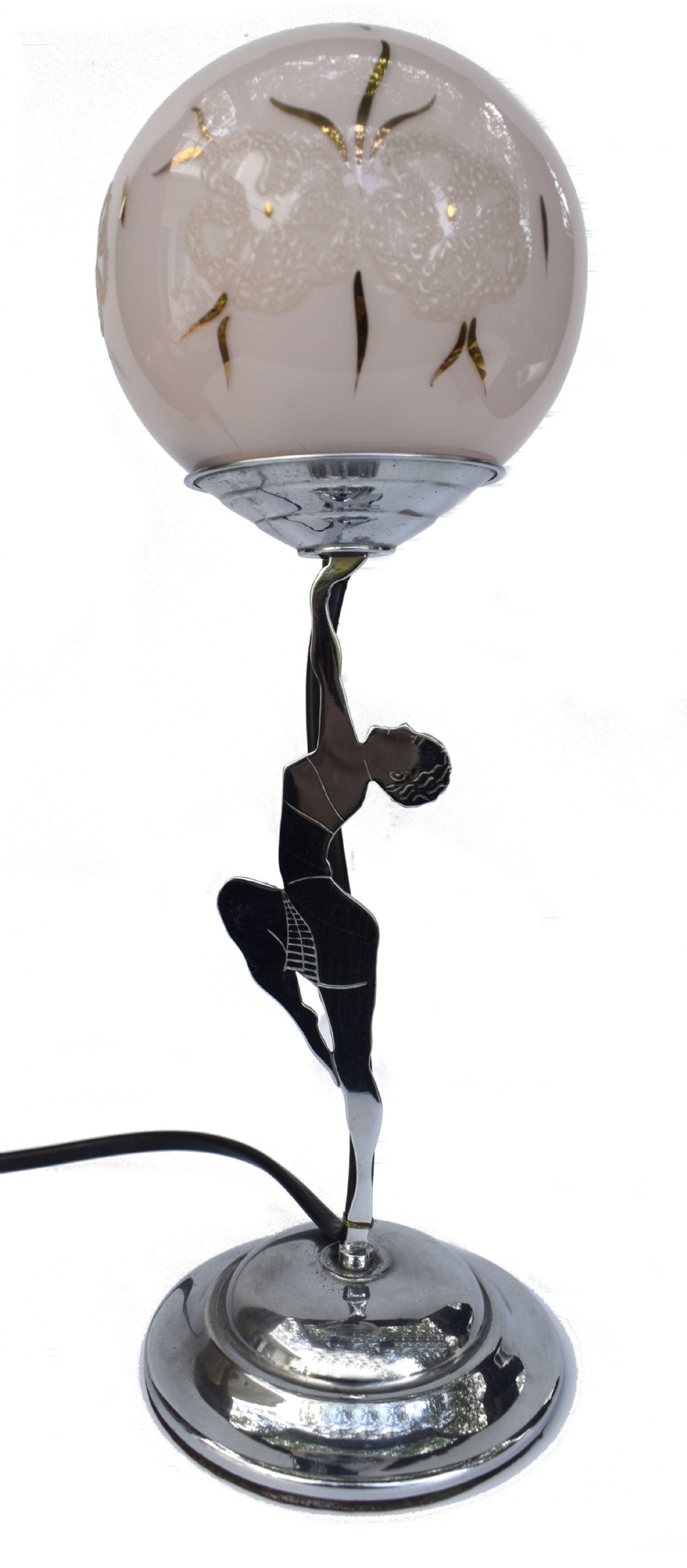 art deco chrome figural table lamp c1930