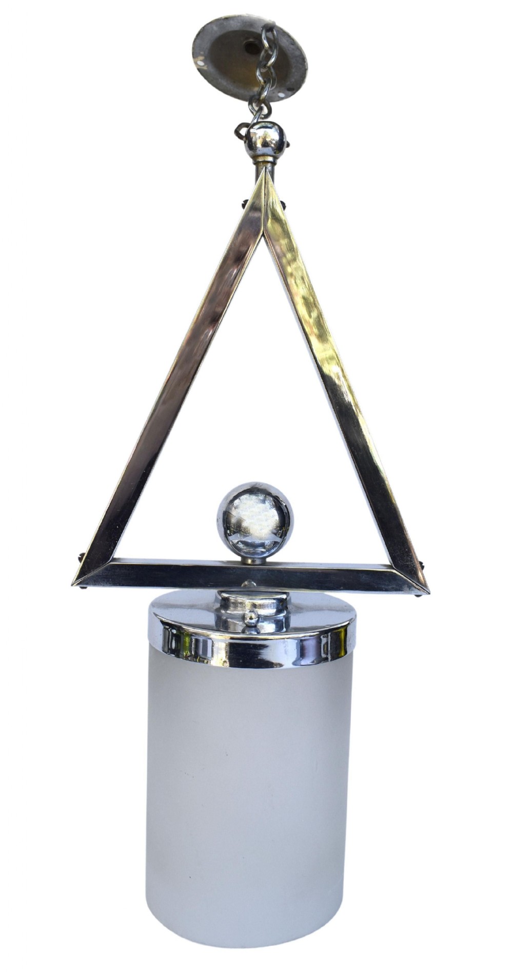 art deco chrome glass pendant ceiling light c1930