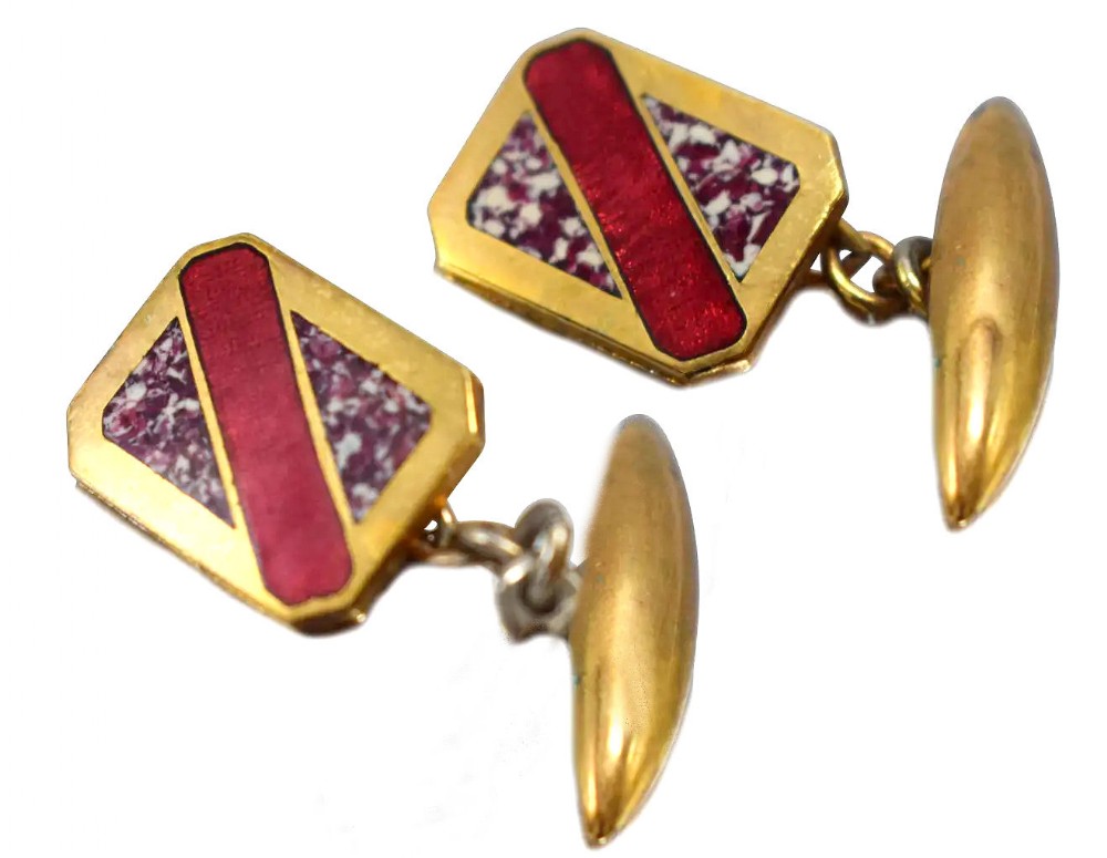 art deco men's geometric enamel cufflinks c1930s