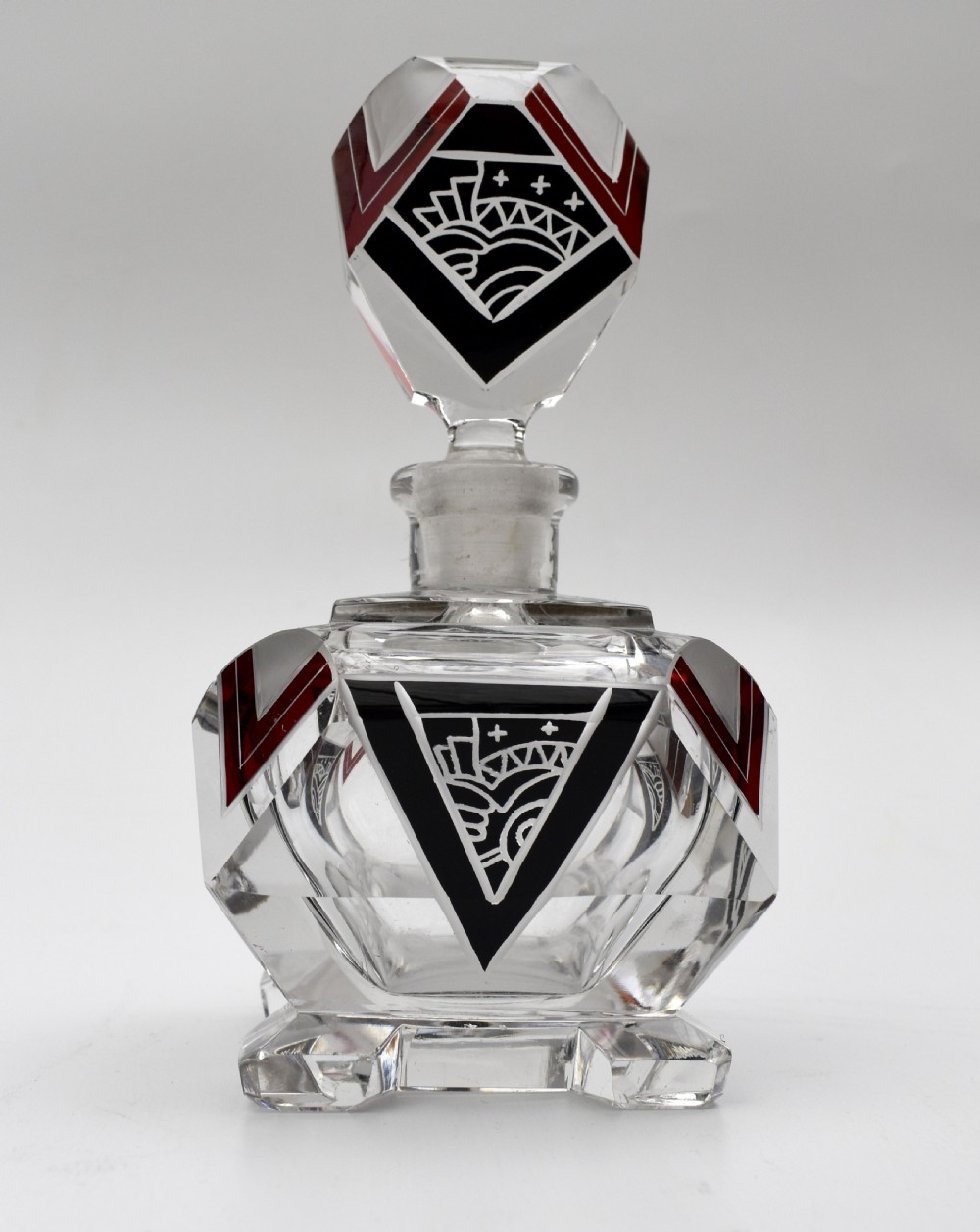 art deco cut glass glass perfume bottle by karl palda c1930s