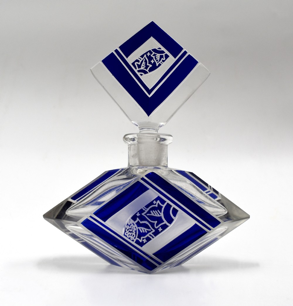 art deco cut glass perfume bottle by karl palda c1930
