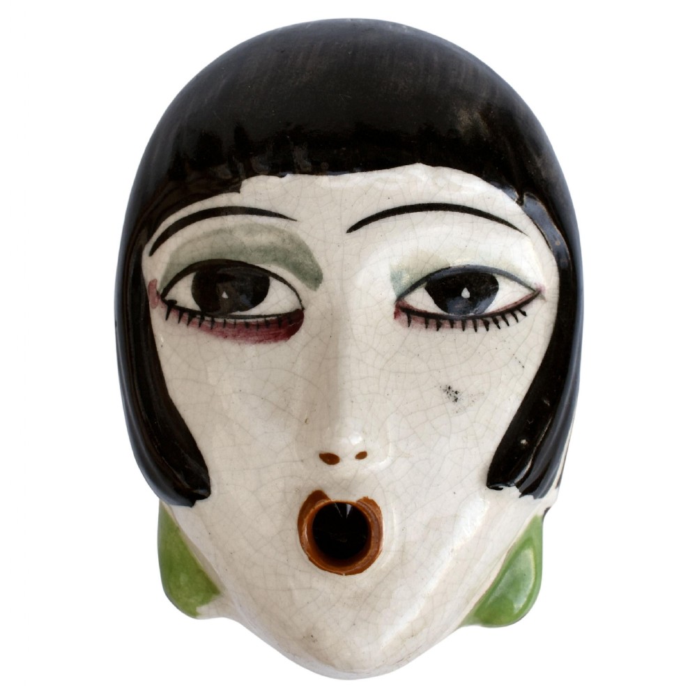 art deco flapper girl ceramic powder box c1930