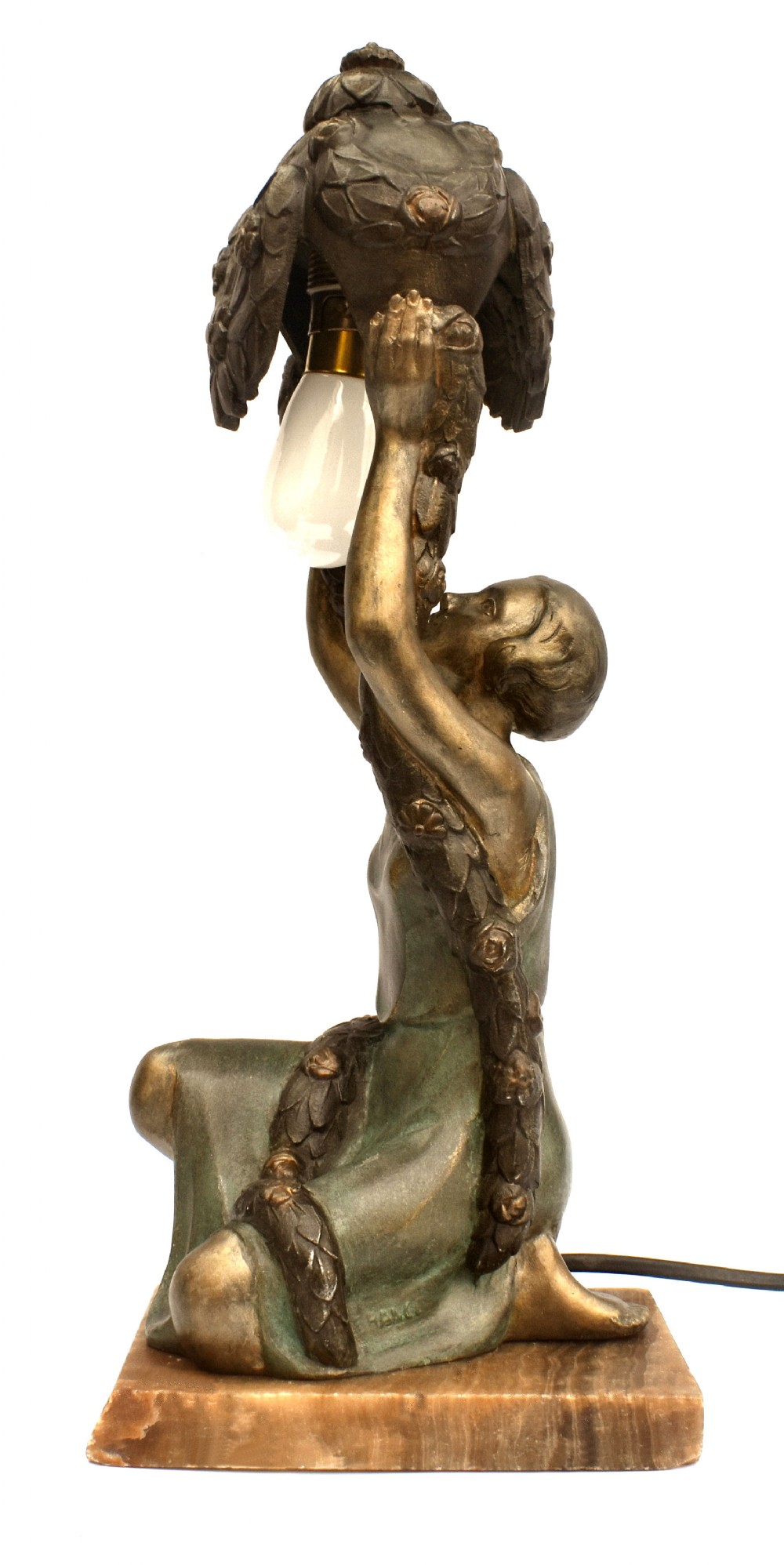 art deco figural lamp by psega france c1930
