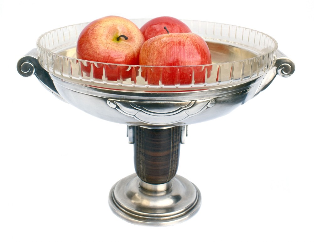 art deco silver plated french comport coupe c1930