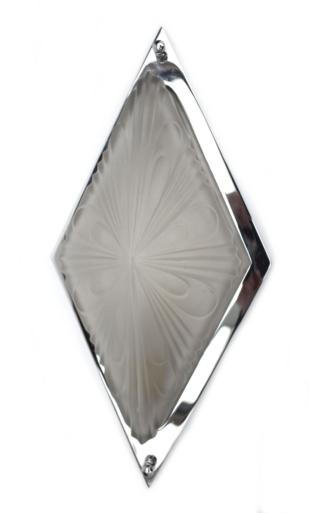 art deco superb large original opaque glass chrome wall light 38cm long c1930