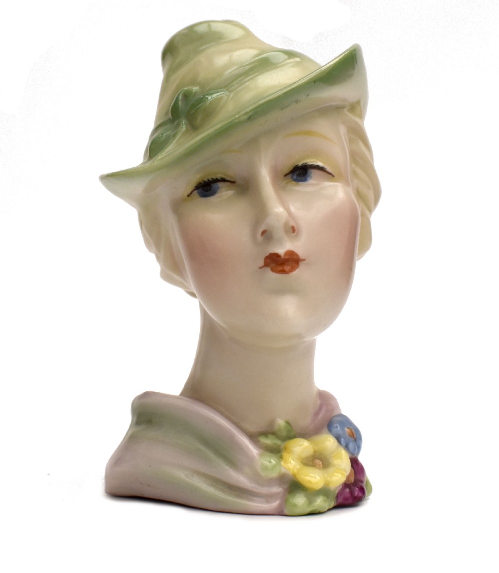 art deco ceramic bust figurine c1930