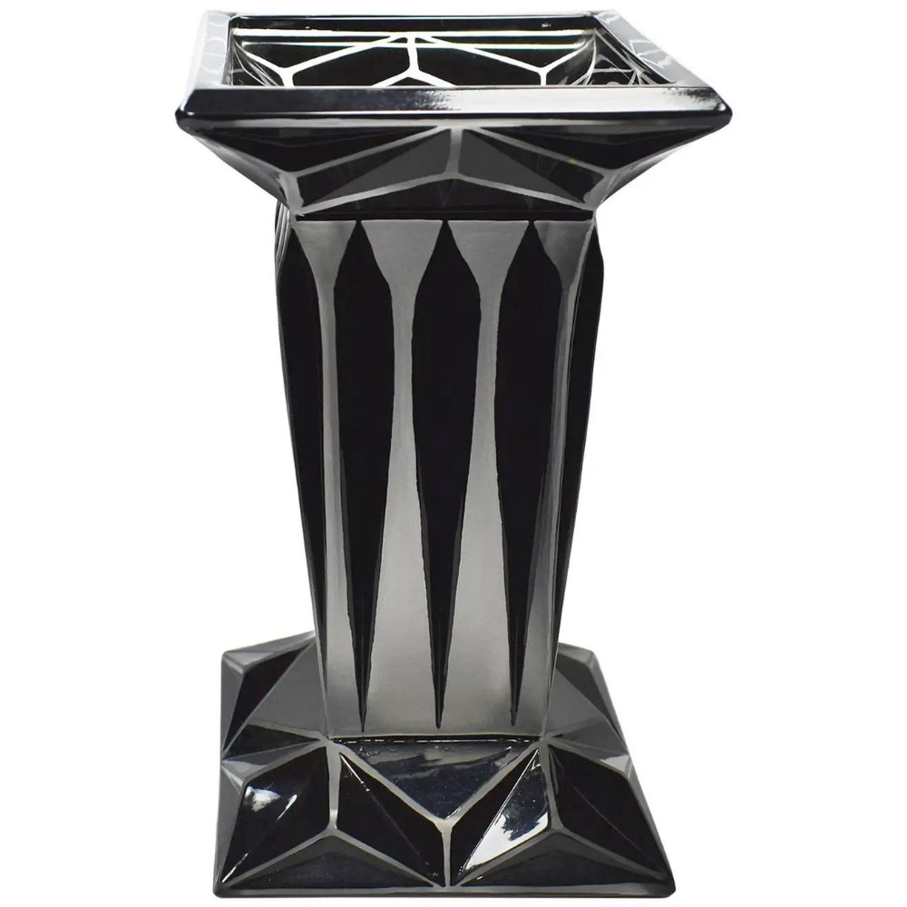 art deco geometric enamel glass vase by karl palda