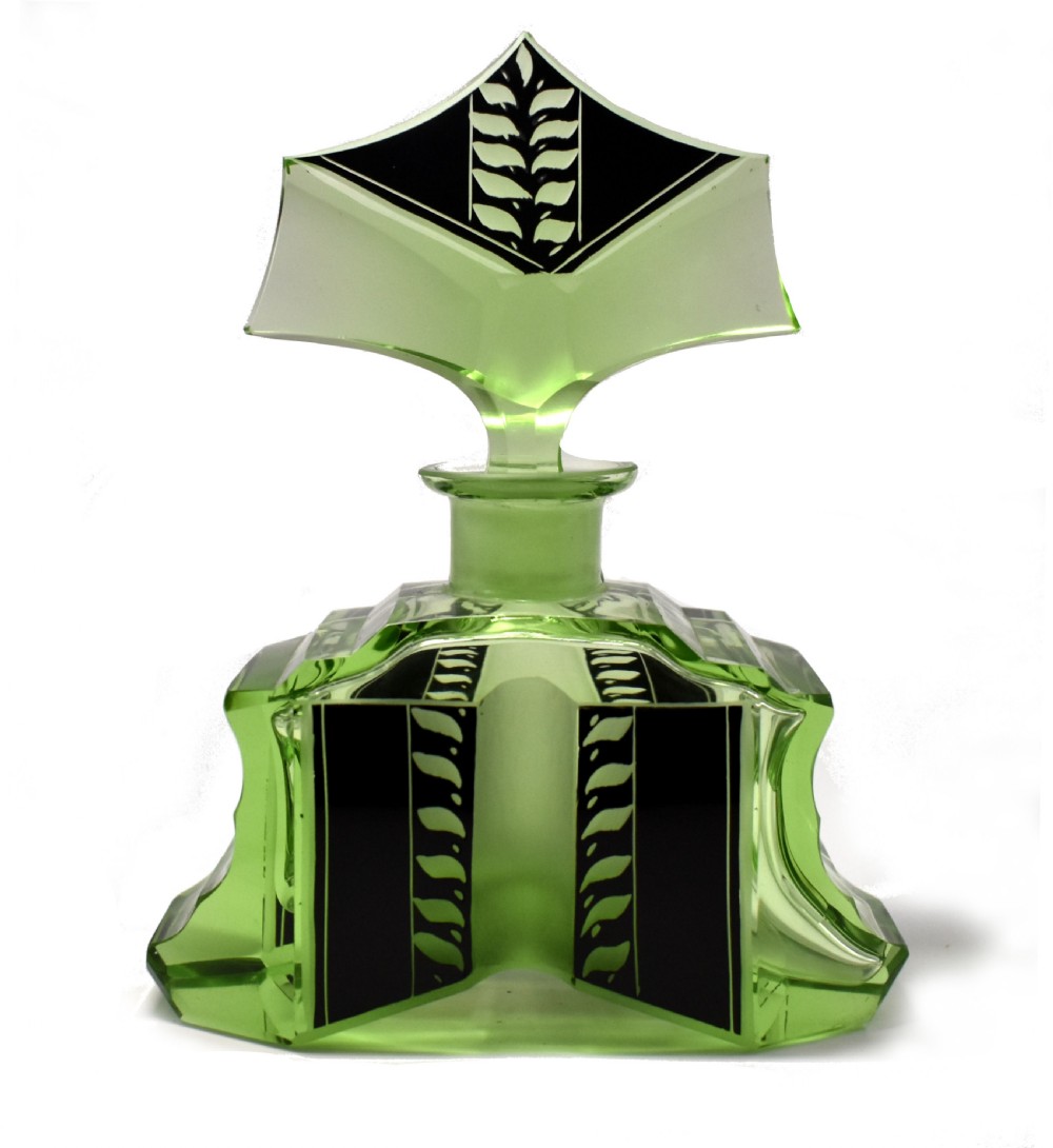 art deco large glass perfume bottle by karl palda c1930